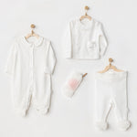 Andywawa AC24501 Petit Love Newborn Tüllü 4 Parça Set Ekru