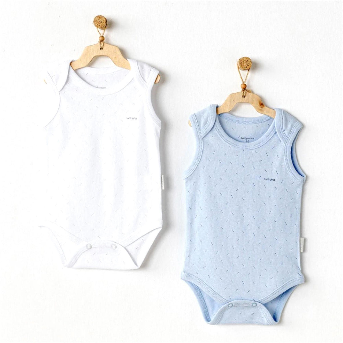 Andywawa AC25553 Sleeveles Jacquard 2'Li Basic Body Blue White