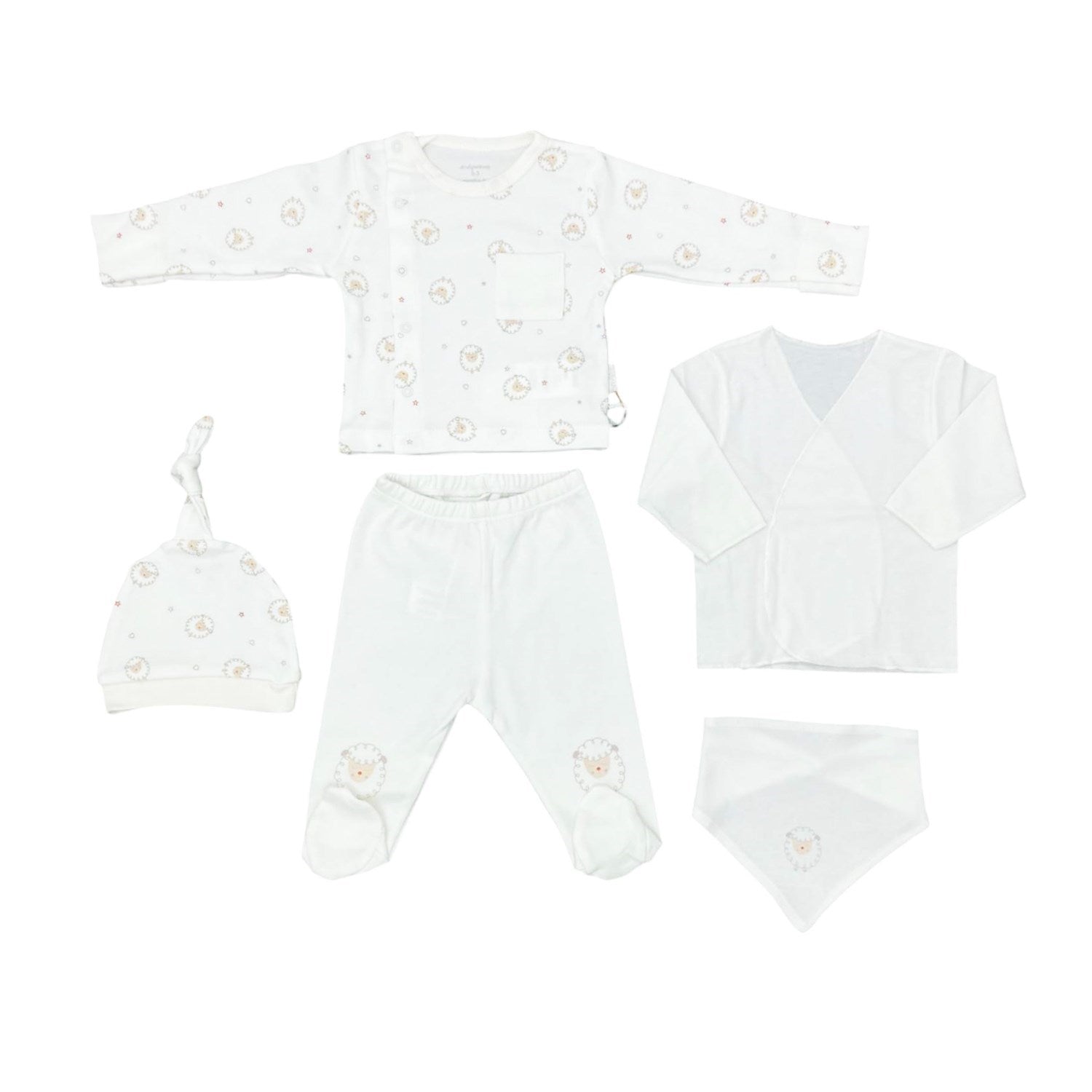 Andywawa AC25560 Newborn Set Tinny Ships 5'Li Hastane Çıkışı Ekru