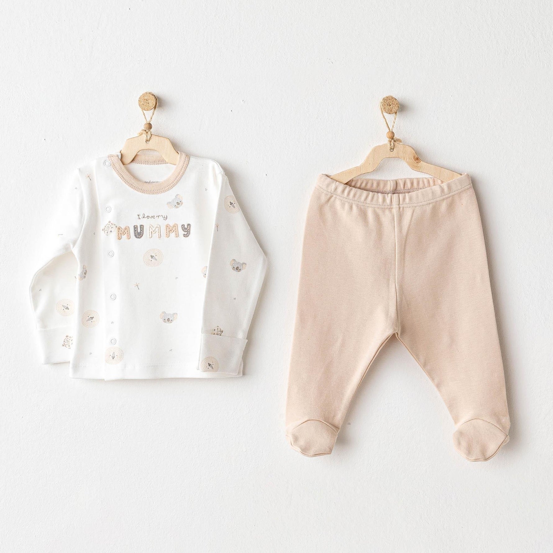 Andywawa AC25849 Happy Animals 2'Li Zıbın Set Beige