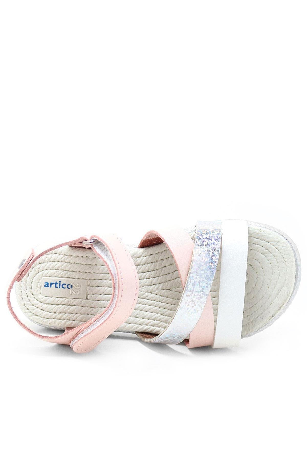 Artico Alexia Hakiki Deri Vaketa Pembe Kız Bebek Sandalet