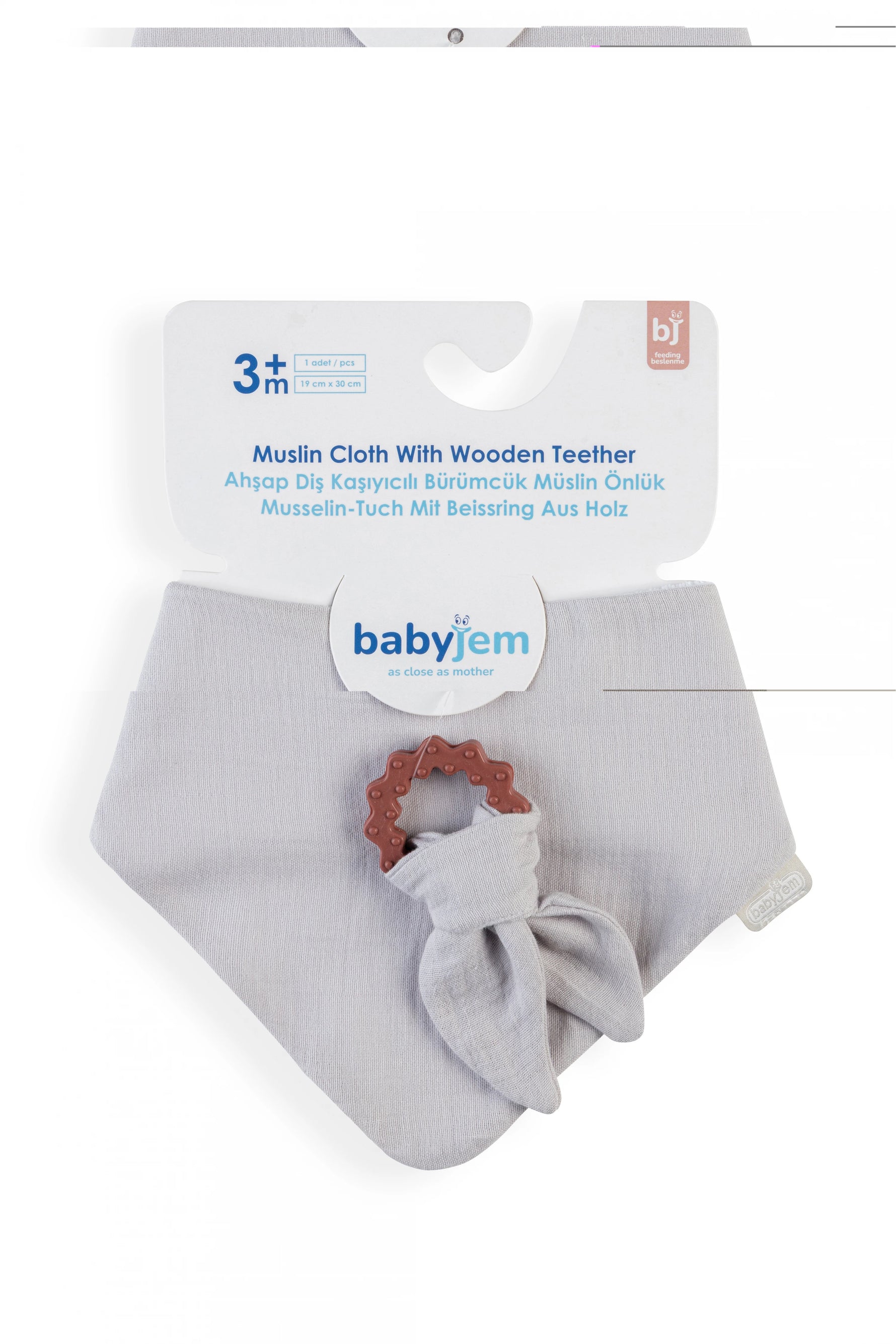 BabyJem Silikon Diş Kaşıyıcılı Müslin Önlük 736 Gri