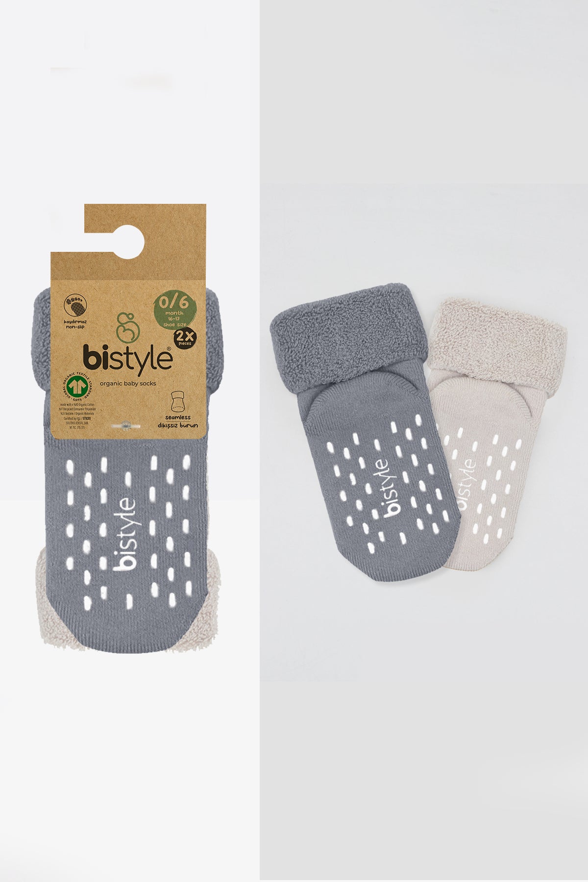 Bistyle 2li Havlu Soket Kaymaz Basic Boy 10508 Gri