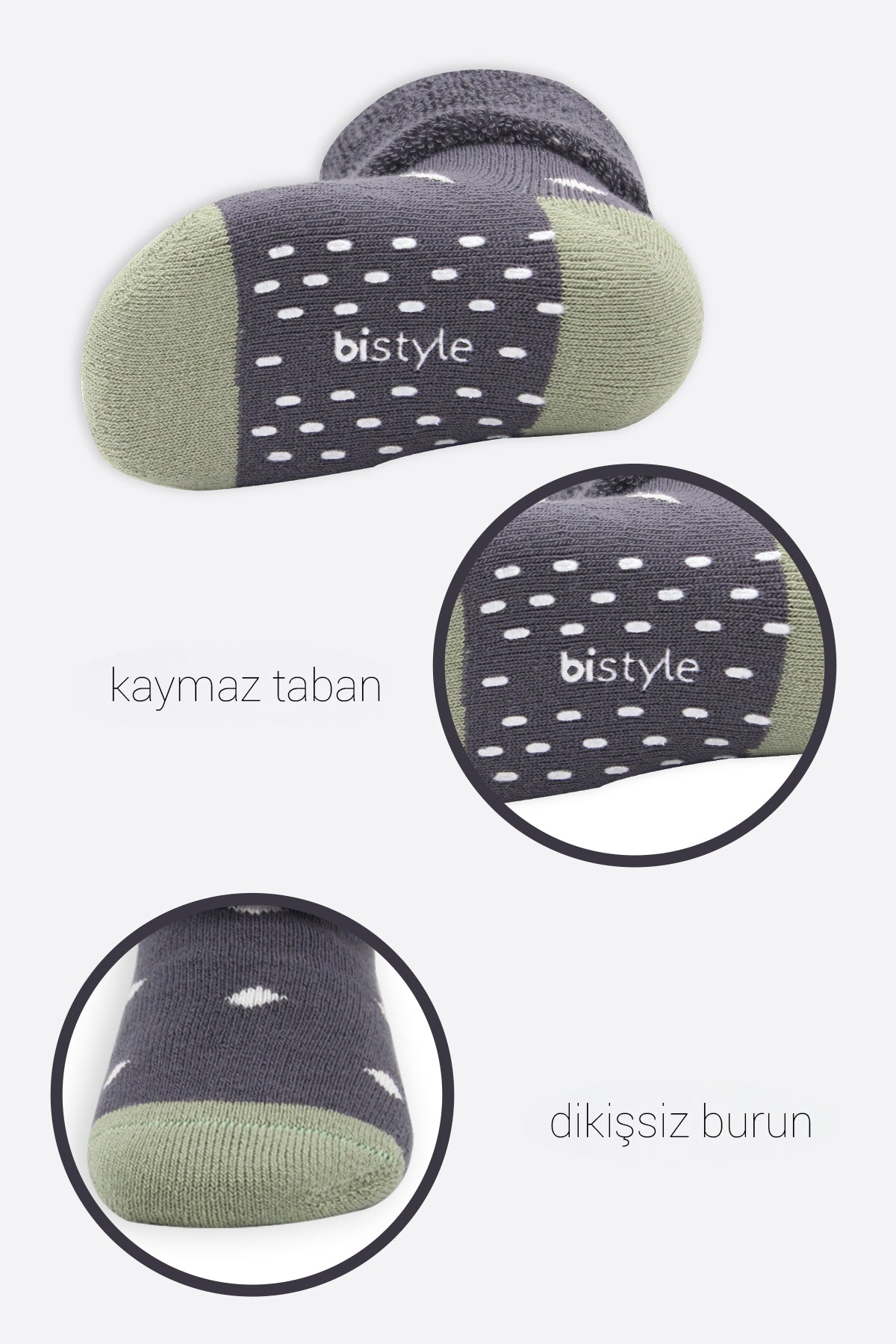 Bistyle 2li Havlu Soket Kaymaz Point Boy 10506 Antrasit