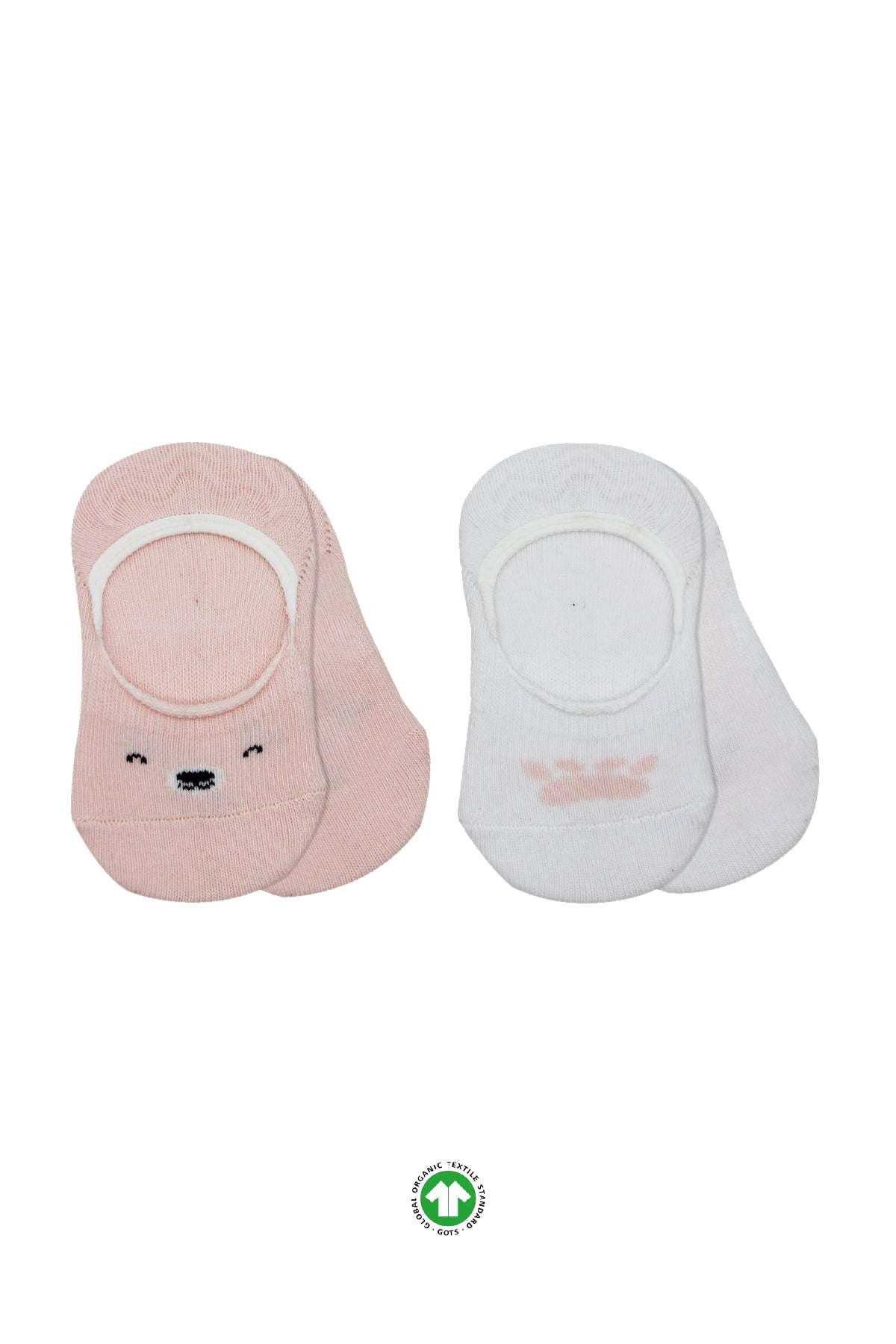 Bistyle 2'Li Babet Cute Face Penye Çorap 30103 Pembe-Beyaz