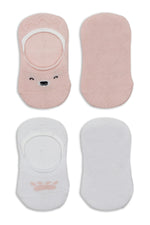 Bistyle 2'Li Babet Cute Face Penye Çorap 30103 Pembe-Beyaz