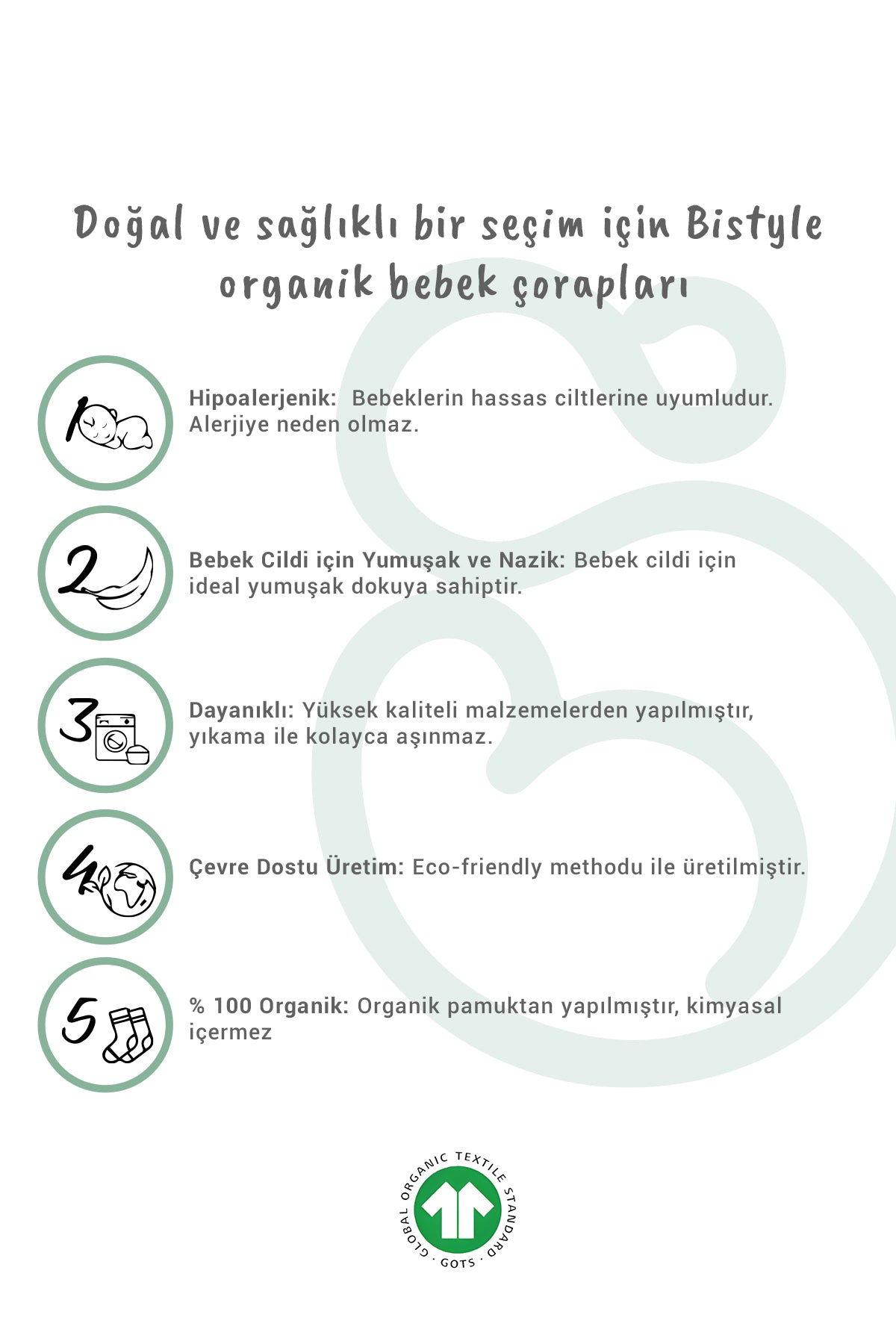 Bistyle 2'Li Penye Babet Silikon Çemberli Çorap 30102 Gri Beyaz
