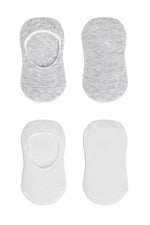Bistyle 2'Li Penye Babet Silikonlu Basic Çorap 30104 Gri Beyaz