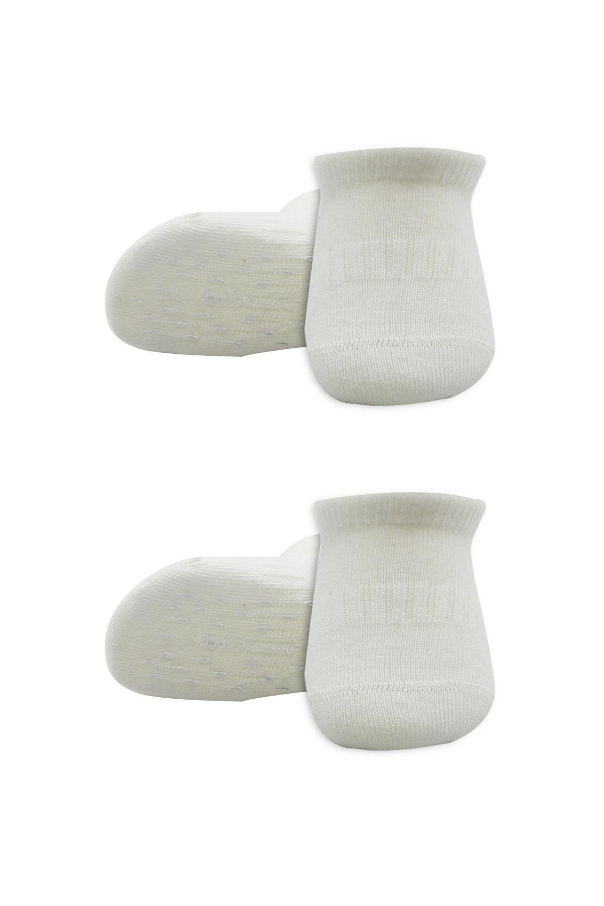 Bistyle 2'Li Sneakers Kaymaz Basic Penye Çorap 20103 Ekru Ekru