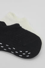 Bistyle 2'Li Sneakers Kaymaz Basic Penye Çorap 20103 Siyah Ekru