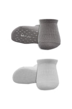 Bistyle 2'Li Sneakers Kaymaz Colours Penye Çorap 20104 Gri Beyaz
