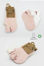 Bistyle 2'Li Sneakers Smile Penye Çorap 20106 Pembe Ekru