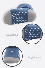 Bistyle 2li Havlu Soket Kaymaz Point Boy 10506 İndigo Gri