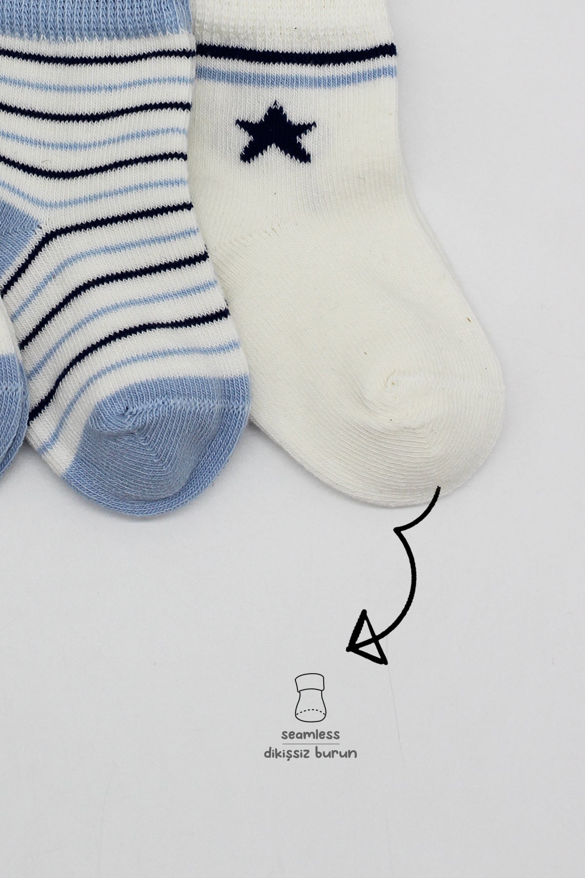 Bistyle 3'Lü Penye Boy And Girl Soket Çorap 10114 Mavi