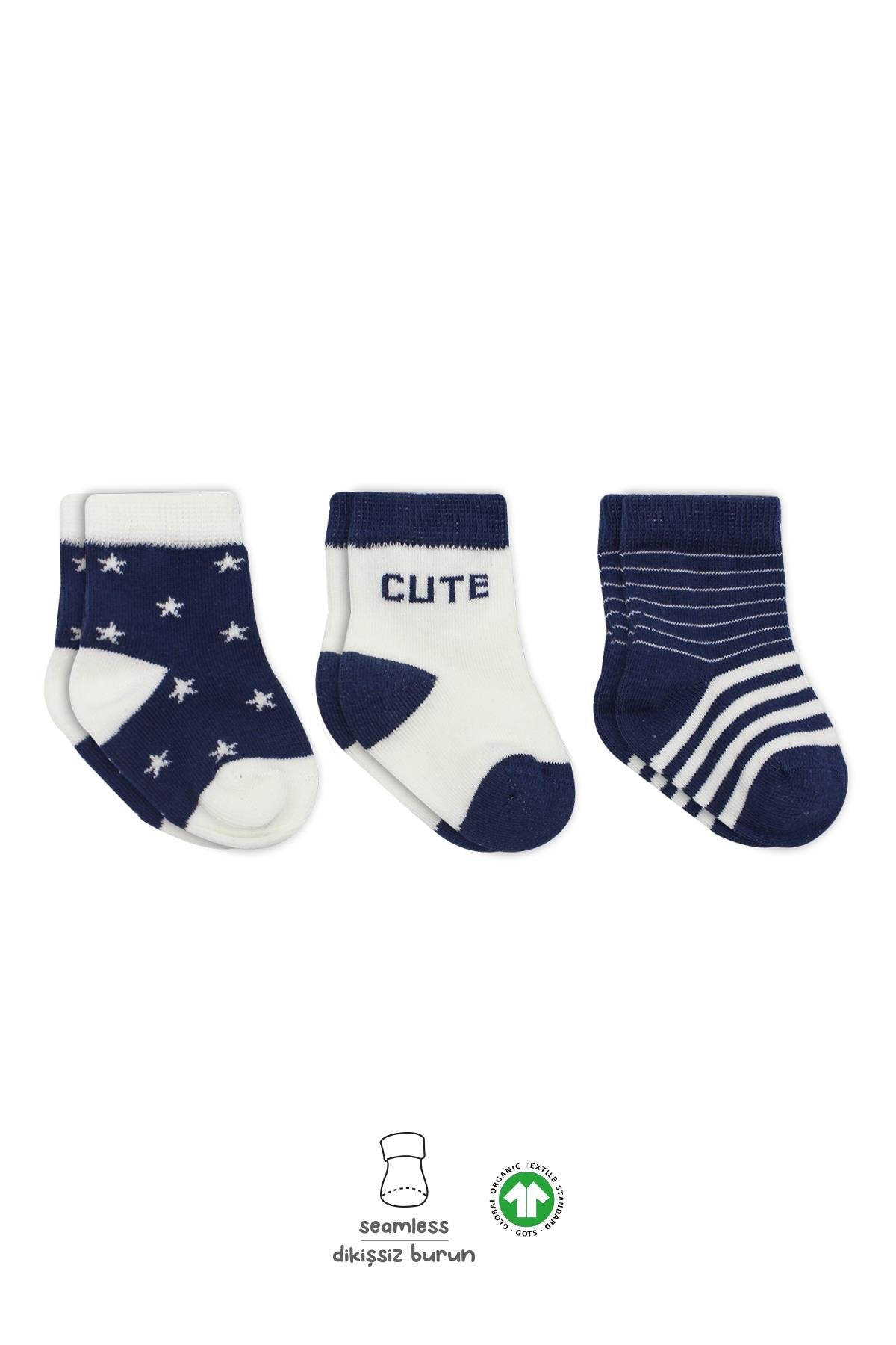 Bistyle 3lü Penye Cute Stars Soket Çorap 10115 Lacivert
