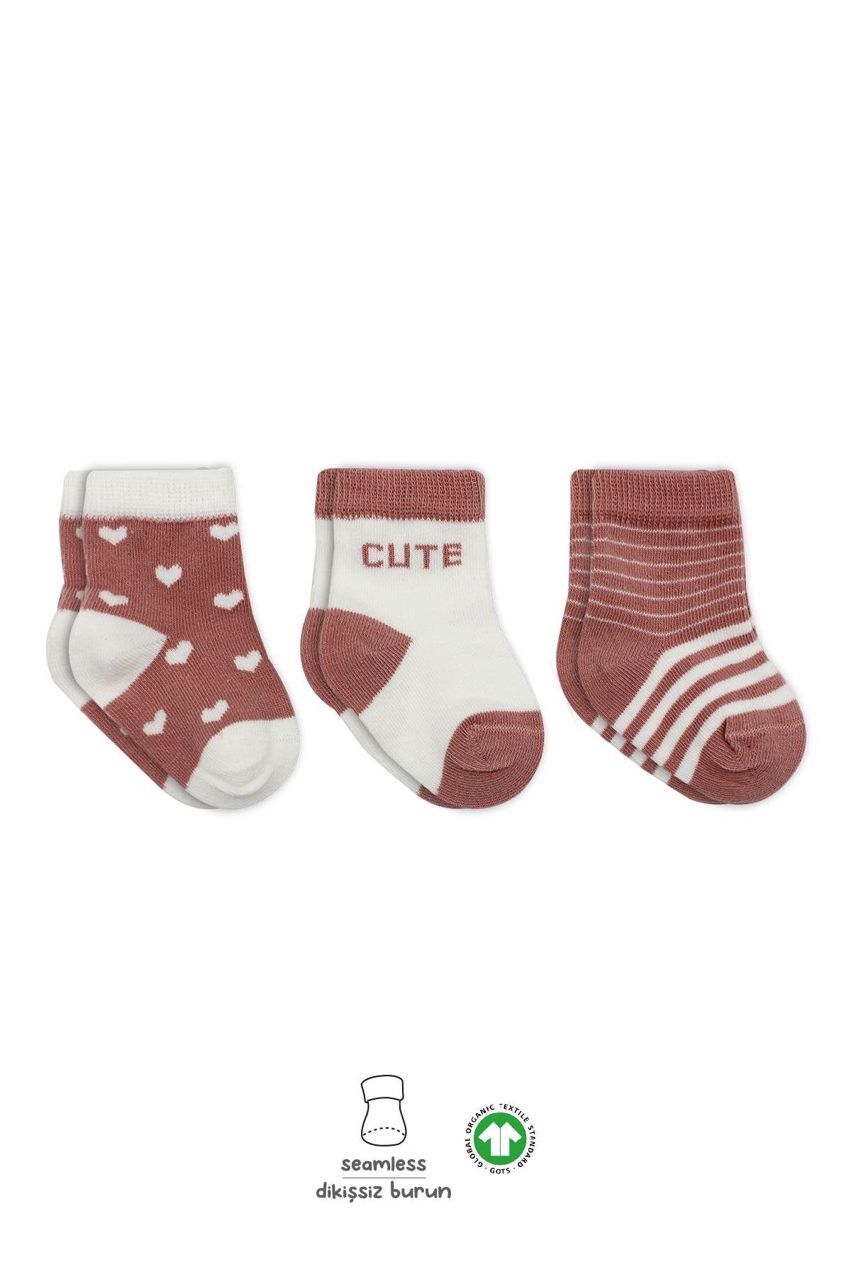 Bistyle 3lü Penye Cute Stars Soket Çorap 10115 Pudra