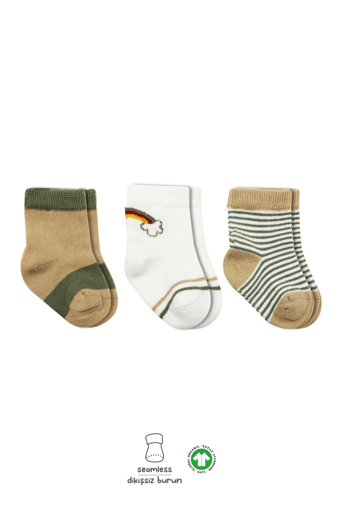 Bistyle 3lü Penye Rainbow Soket Çorap 10113 Nil