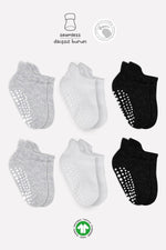 Bistyle 6'Lı Sneakers Kaymaz Penye Çorap 20102 Gri Beyaz Siyah