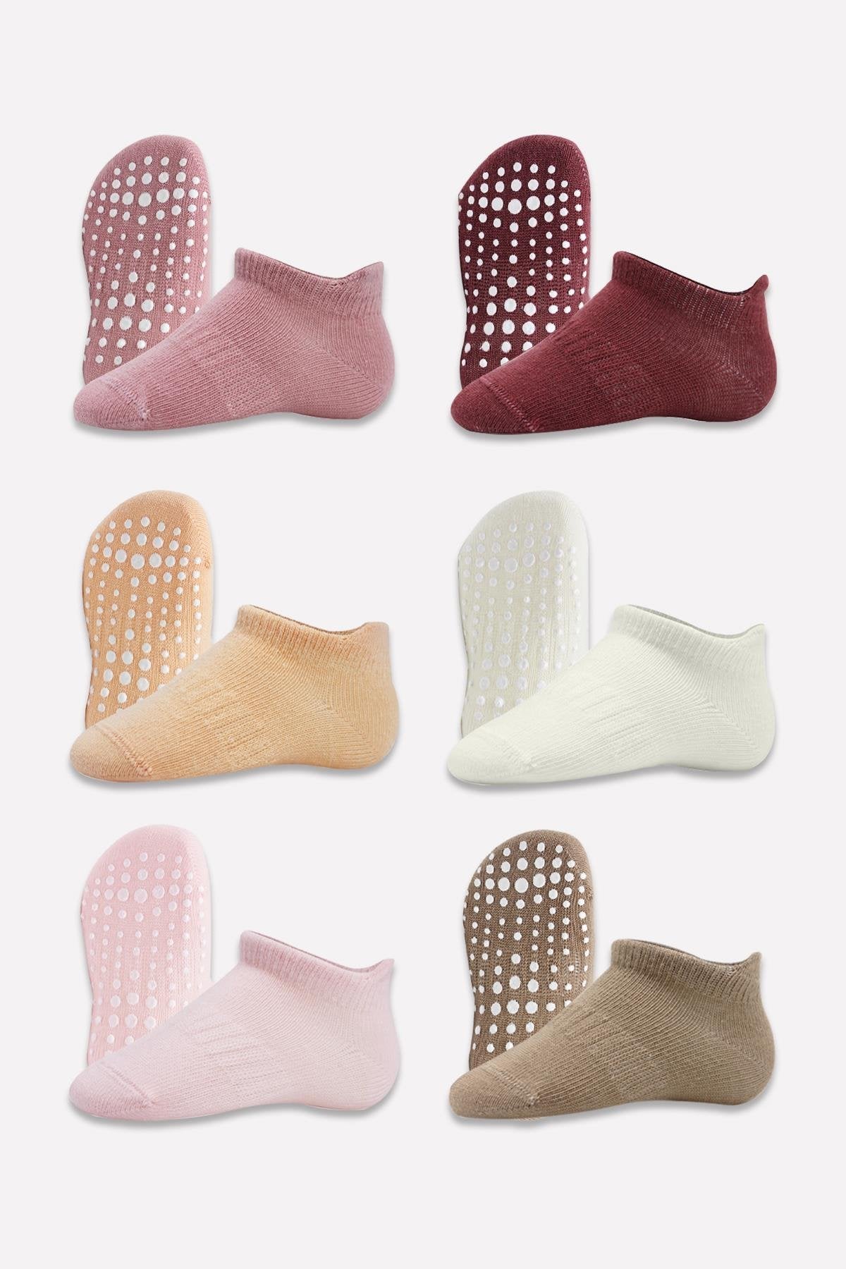 Bistyle 6'Lı Sneakers Kaymaz Penye Çorap 20102 Gül Kurusu