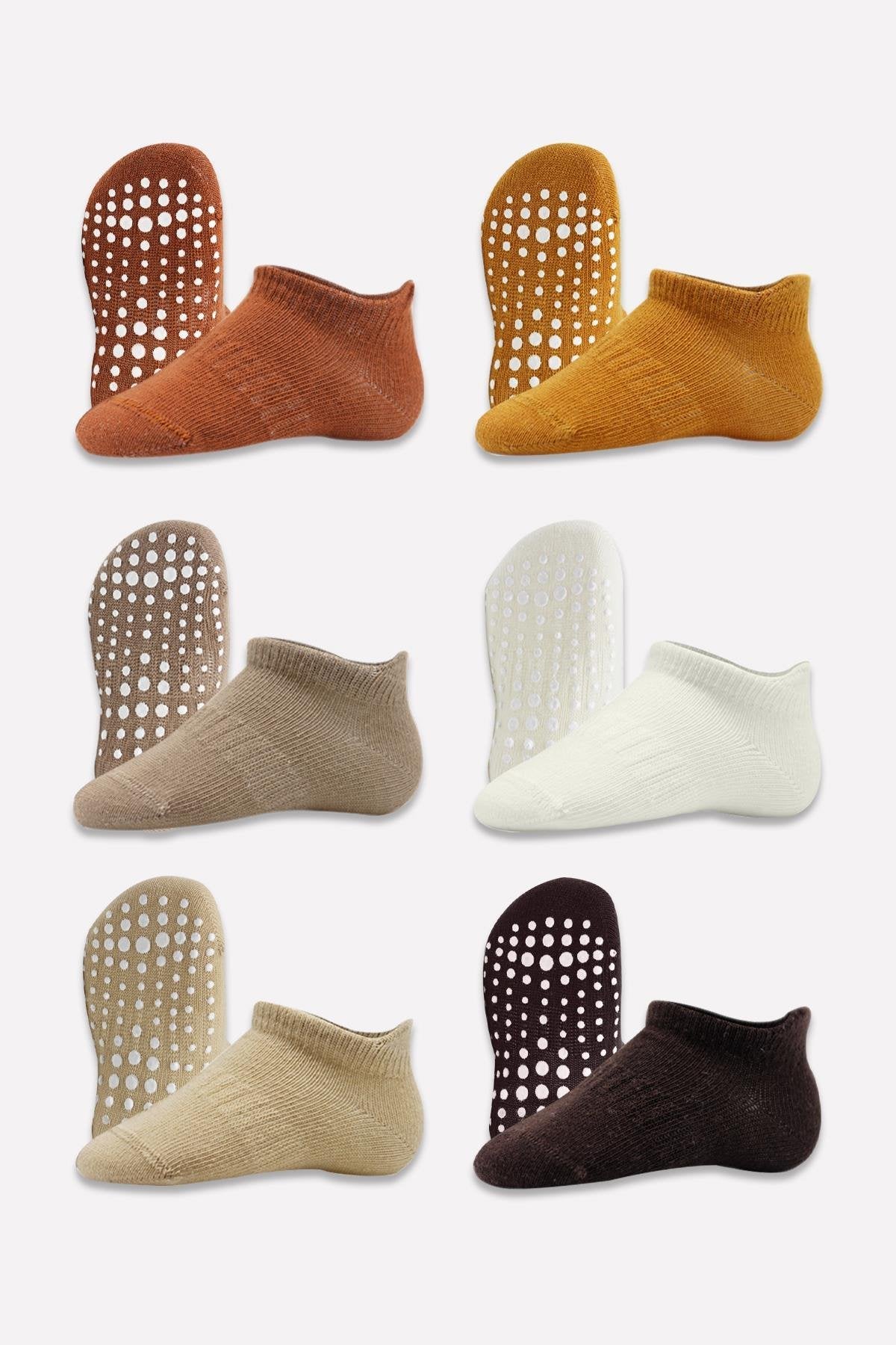 Bistyle 6'Lı Sneakers Kaymaz Penye Çorap 20102 Toprak