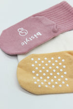 Bistyle Basic Kaymaz Penye Soket Çorap 3'Lü BS10106 Pudra Ekru Somon