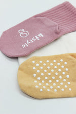 Bistyle 3lü Basic Kaymaz Penye Soket Çorap 10107 Pudra Ekru Somon