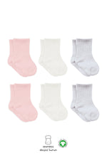 Bistyle 6'Lı Basic Penye Soket Çorap 10101 Pembe Ekru Gri