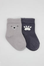 Bistyle 2li Bear Penye Soket Çorap 10116 Gri