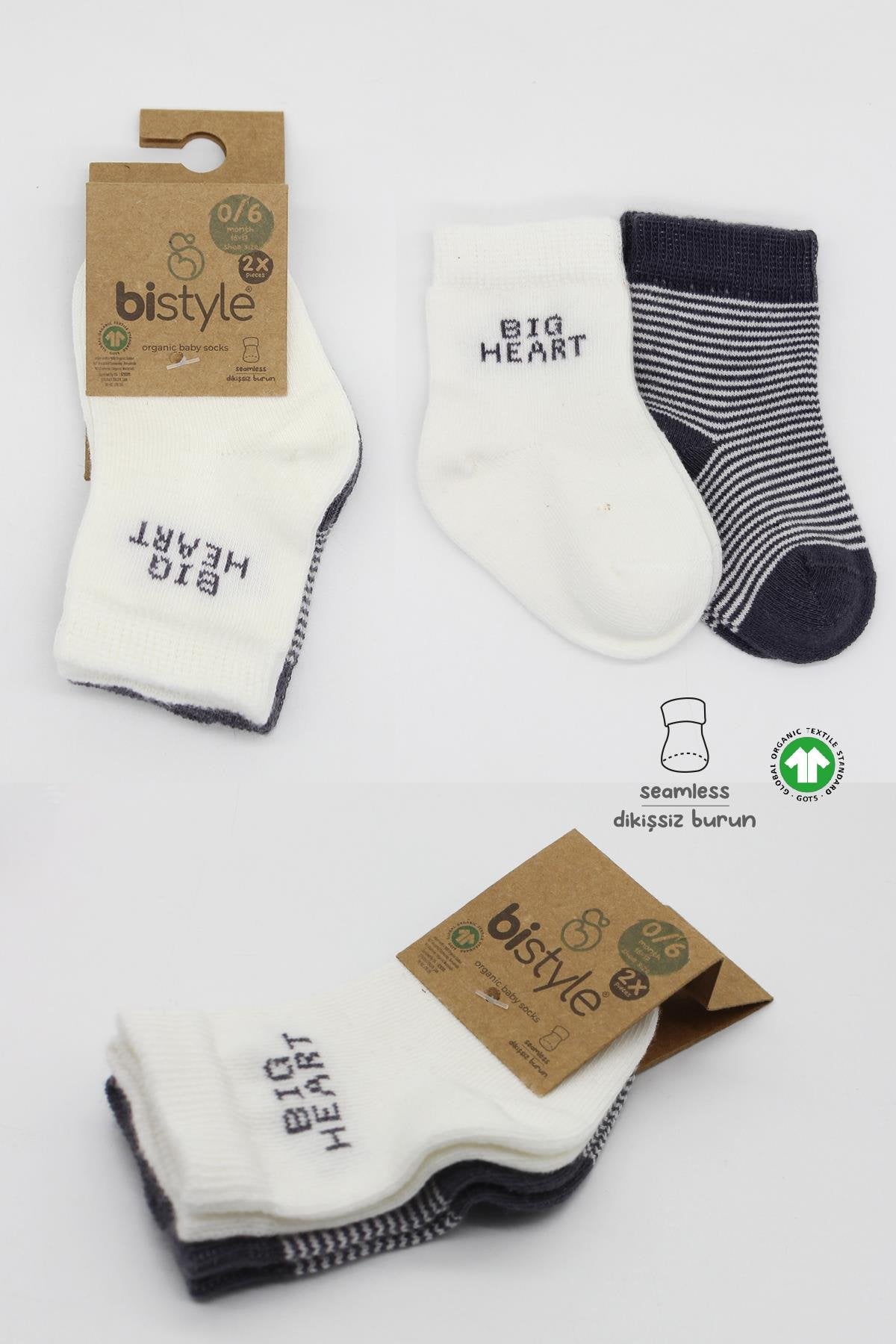 Bistyle 2'Li Big Heart Penye Soket Çorap 10117 Antrasit