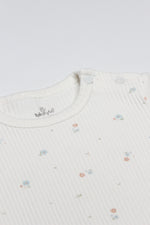Bistyle Flying Bloom White Yarım Kol 2'Li Body 17118 Ekru Gül Kurusu