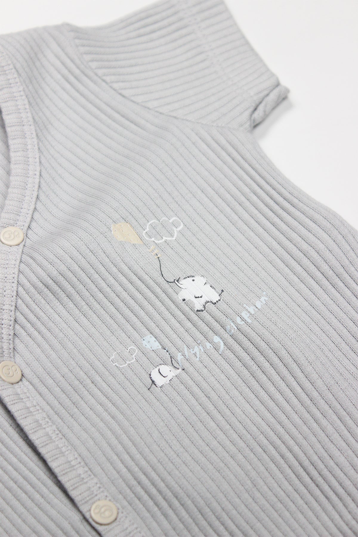 Bistyle Flying Elephant 2'li Yarım Kol Badi 17117 Ekru Gri