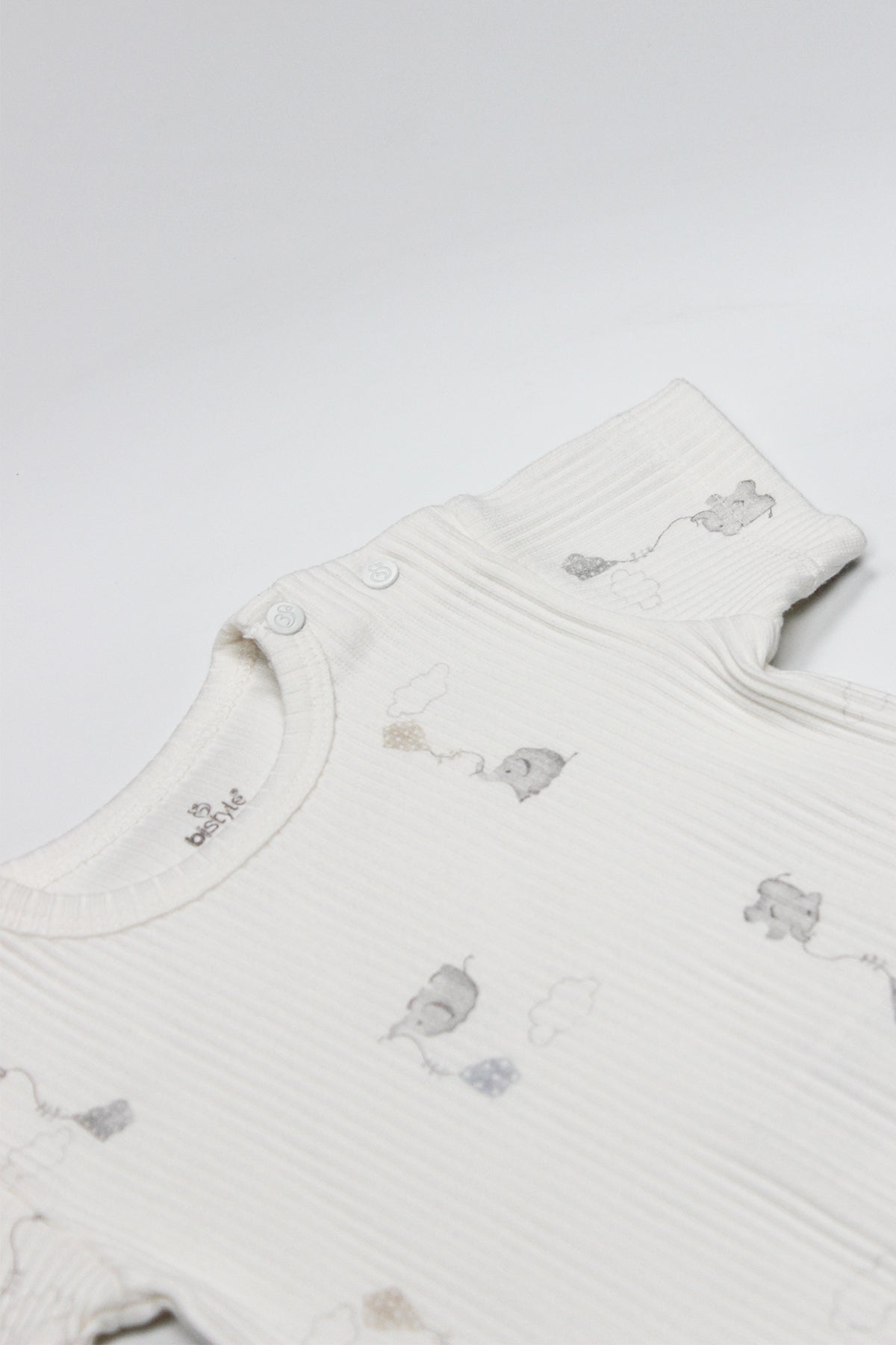 Bistyle Flying Elephant Yarım Kol 2'Li Body 17116 Ekru Gri