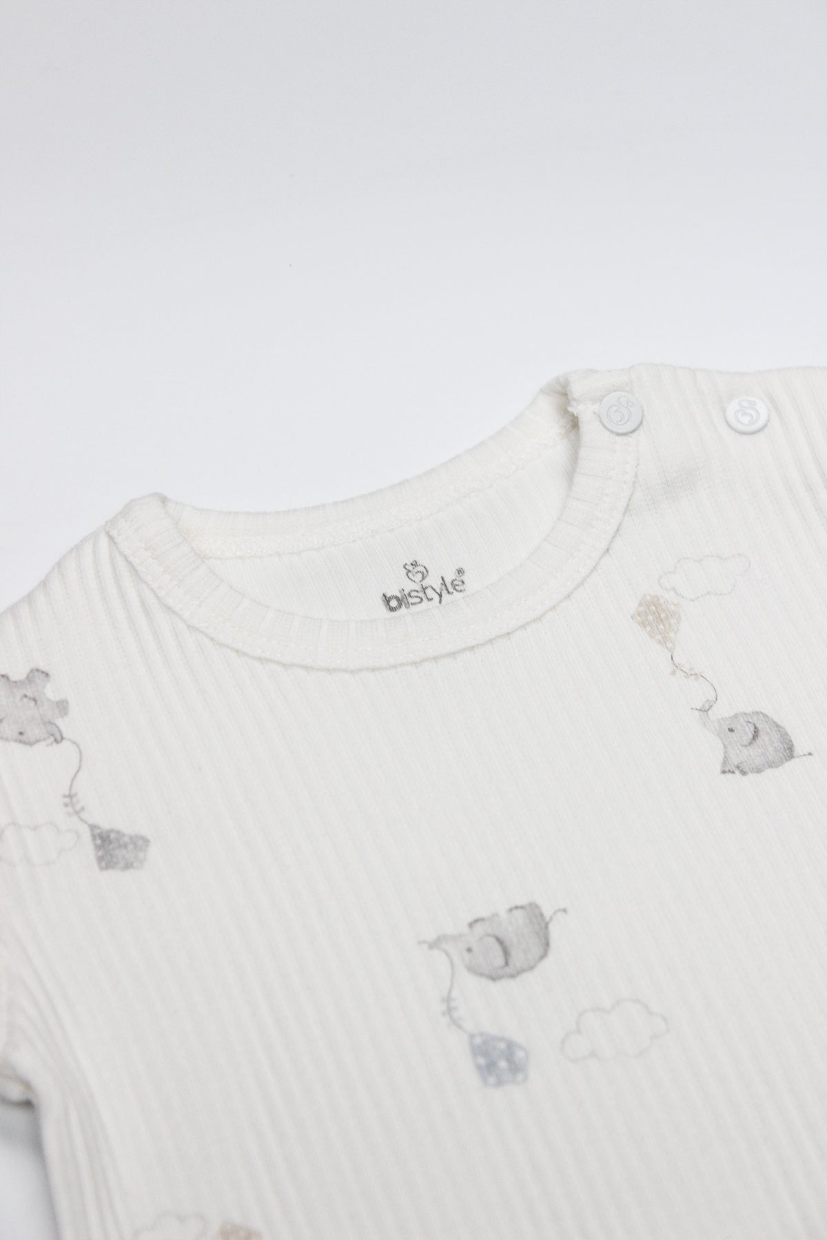 Bistyle Flying Elephant Yarım Kol 2'Li Body 17116 Ekru Gri