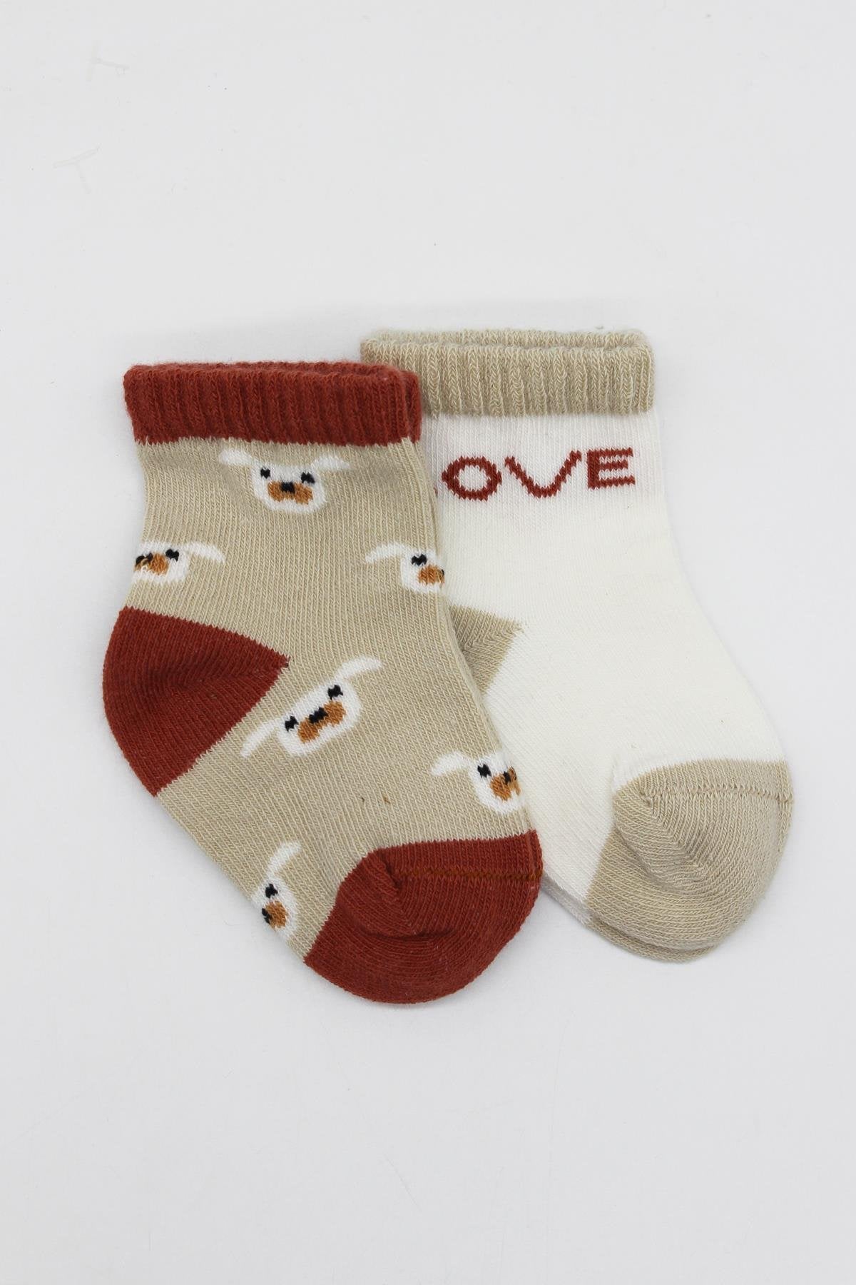 Bistyle 2'Li Love Dog Penye Soket Çorap 10118 Bej