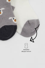 Bistyle 2'Li Love Dog Penye Soket Çorap 10118 Gri