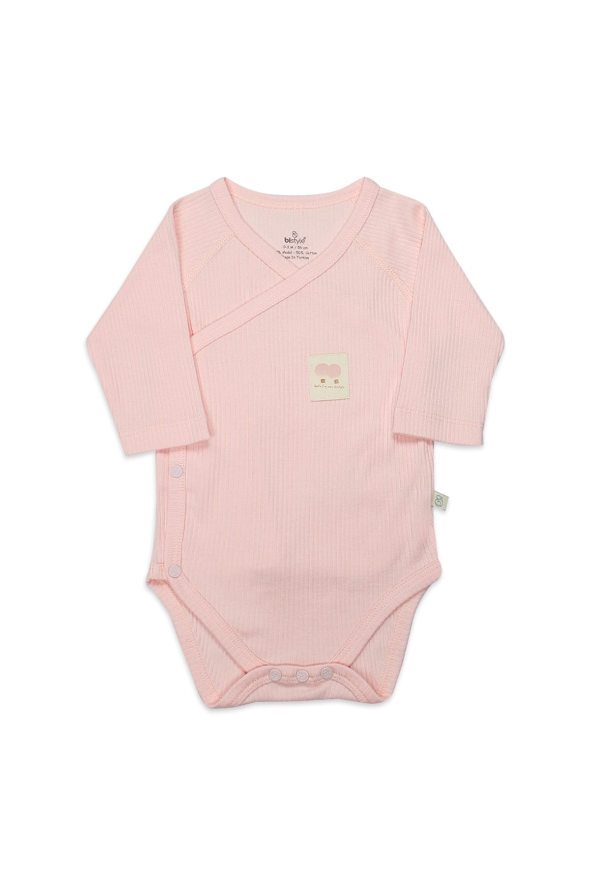 Bistyle Organic Modal Flying Balloons Kruvaze Uzun Kol Body BS17121 Pembe