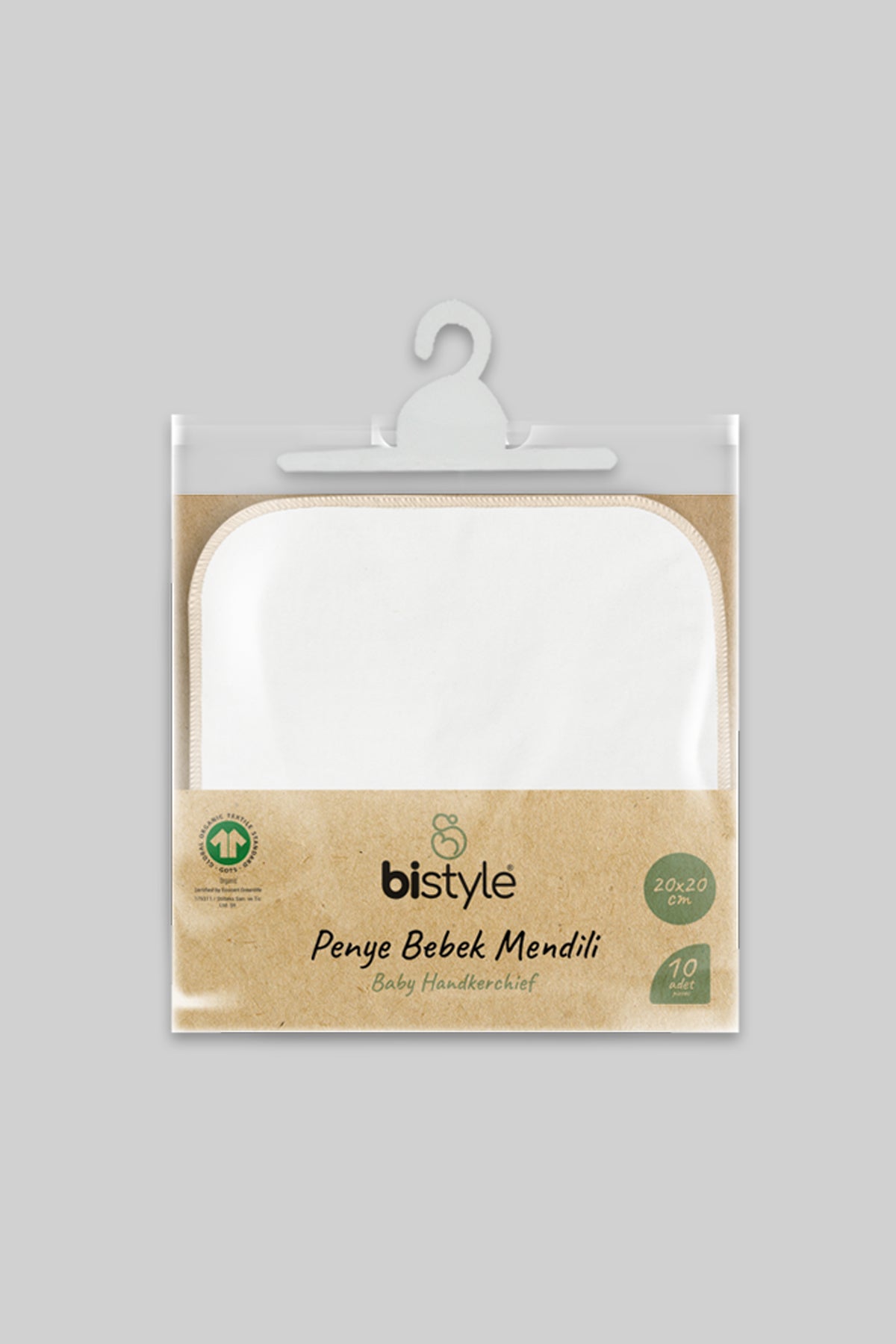 Bistyle Organik 20x20 10'Lu Penye Mendil 90102 Ekru