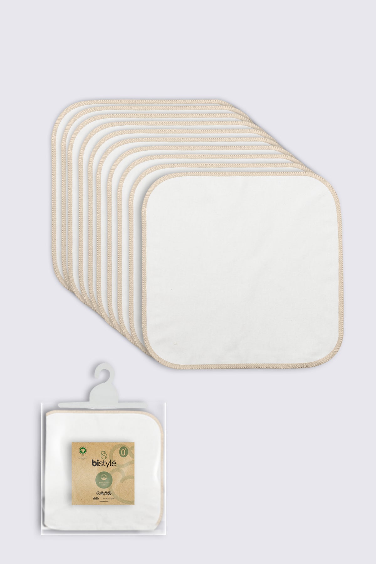 Bistyle Organik 28x28 10'Lu Penye Mendil 90101 Ekru