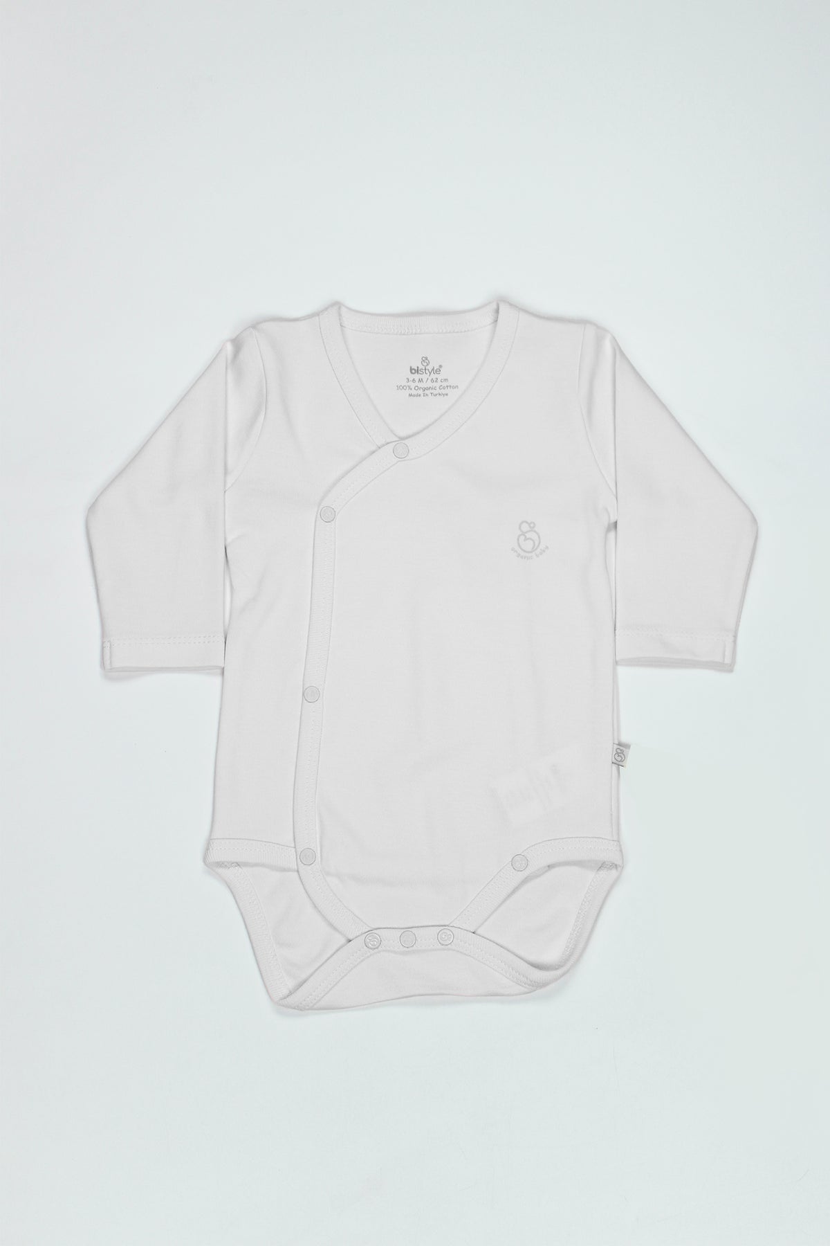 Bistyle Organik Natural Basic Style Kruvaze Uzun Kol Body BS17102 Beyaz