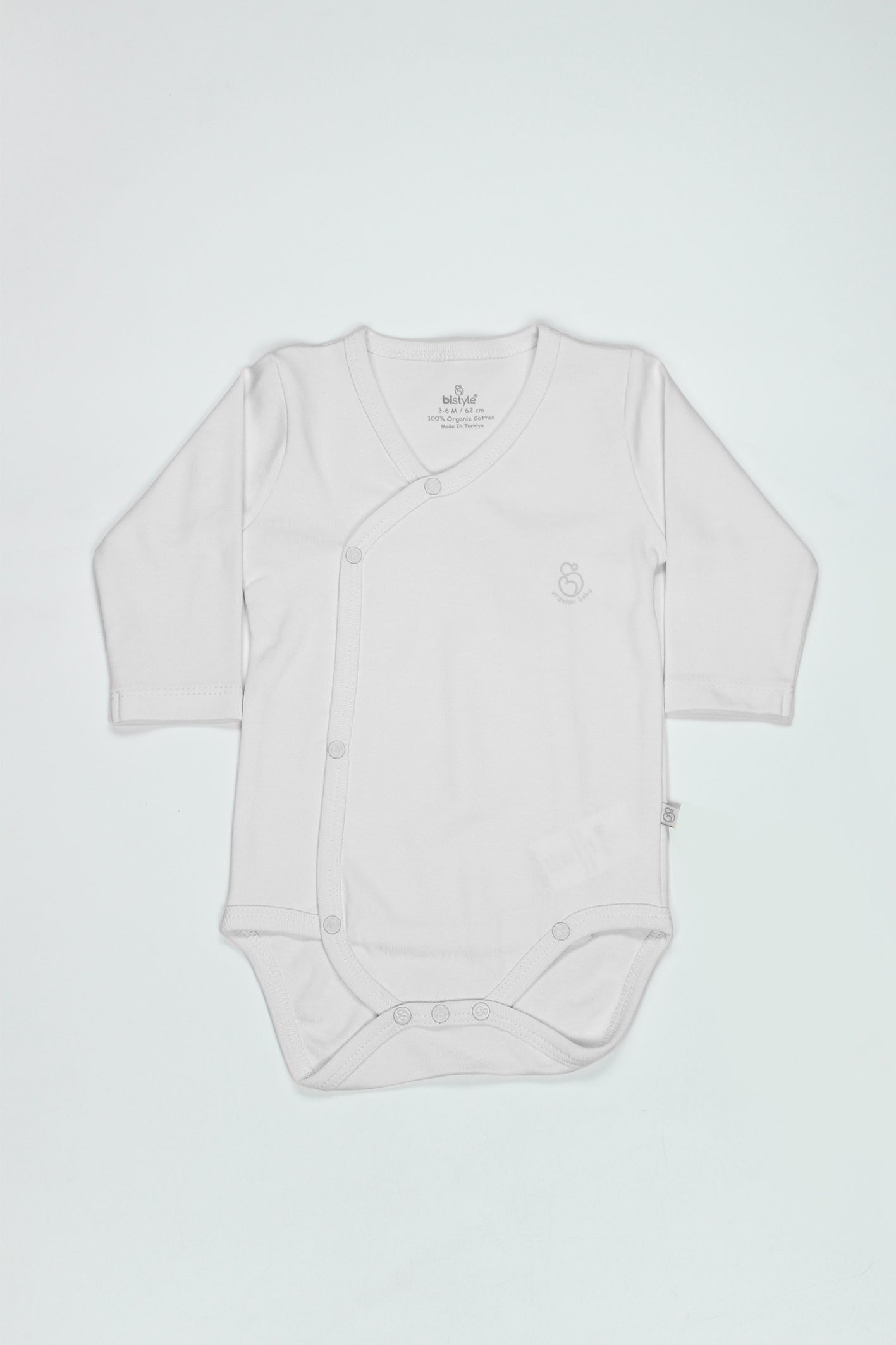 Bistyle Organik Natural Basic Style Kruvaze Uzun Kol Body BS17102 Beyaz