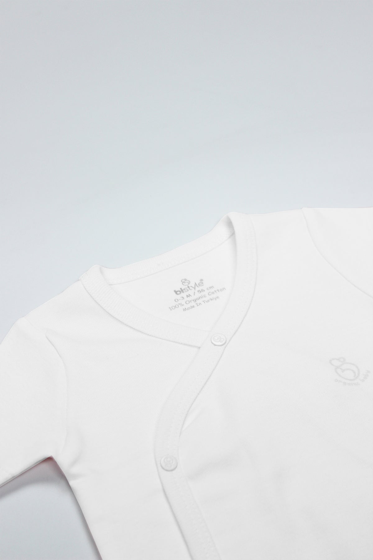 Bistyle Organik Natural Basic Style Kruvaze Yarım Kol Body BS17101 Beyaz