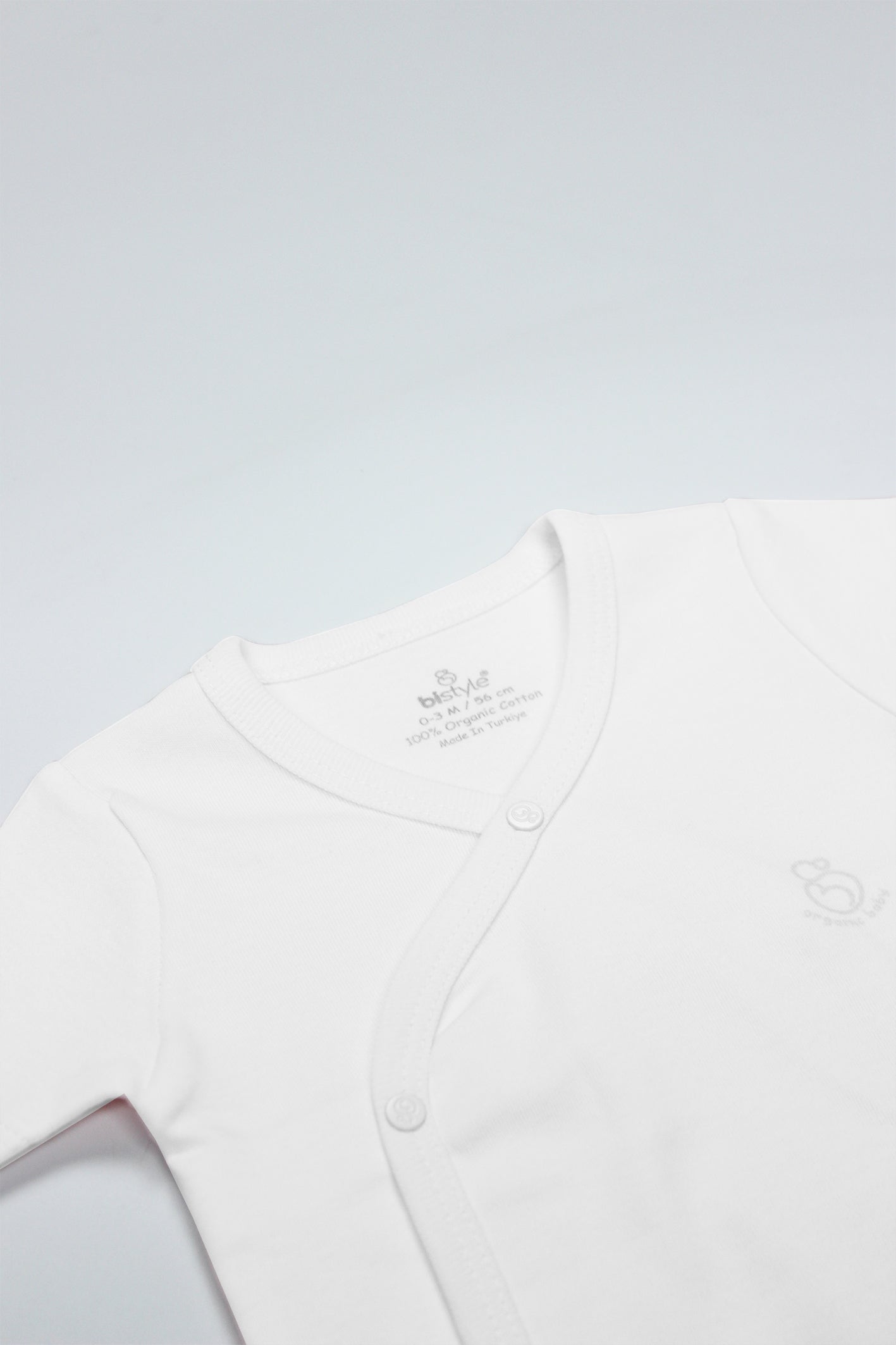 Bistyle Organik Natural Basic Style Kruvaze Yarım Kol Body BS17101 Beyaz