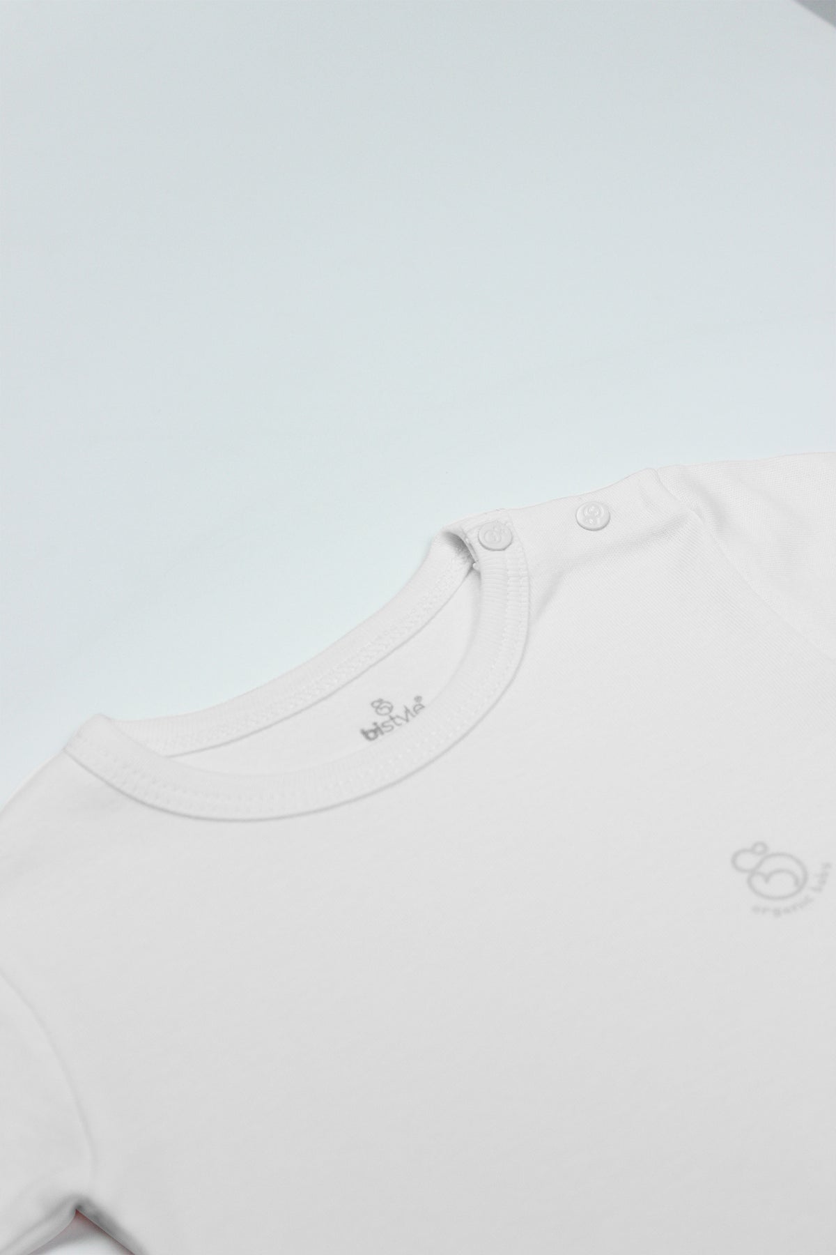 Bistyle Organik Natural Basic Style Yarım Kol Body BS17103 Beyaz