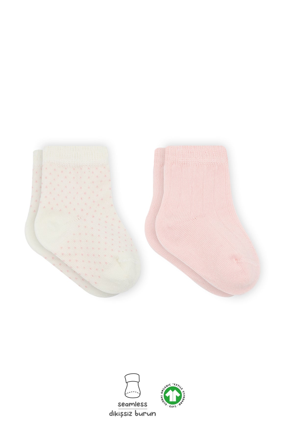 Bistyle Puan Derby Penye Soket Çorap 2li 10103 Pembe Ekru