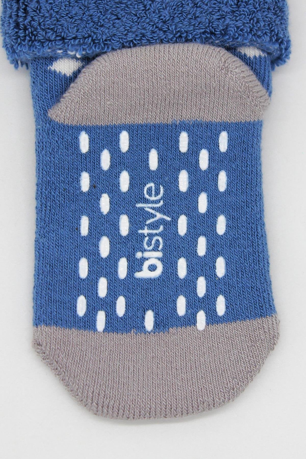 Bistyle Puanlı Kaymaz Havlu Soket Çorap 2'Li BS10502 İndigo Gri