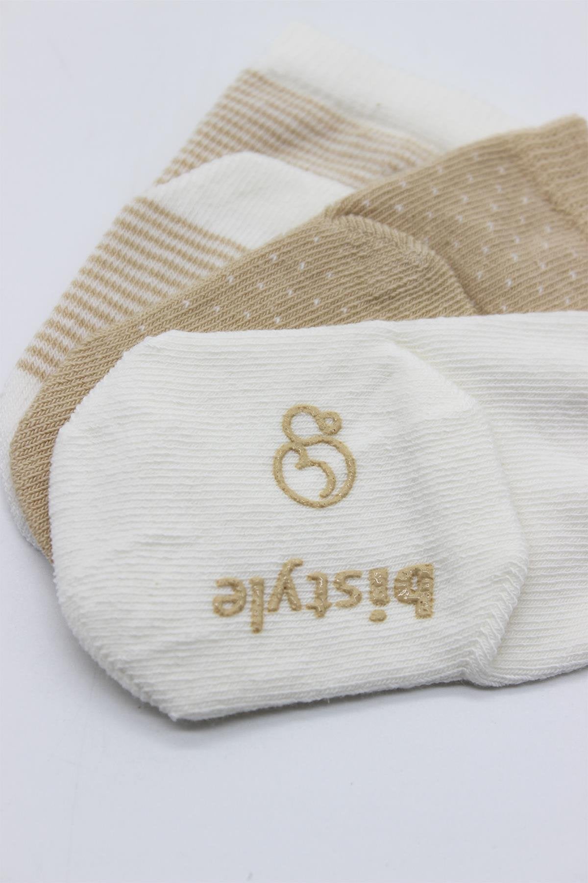 Bistyle 3lü Puanlı Kaymaz Penye Soket Çorap 10108 Bej