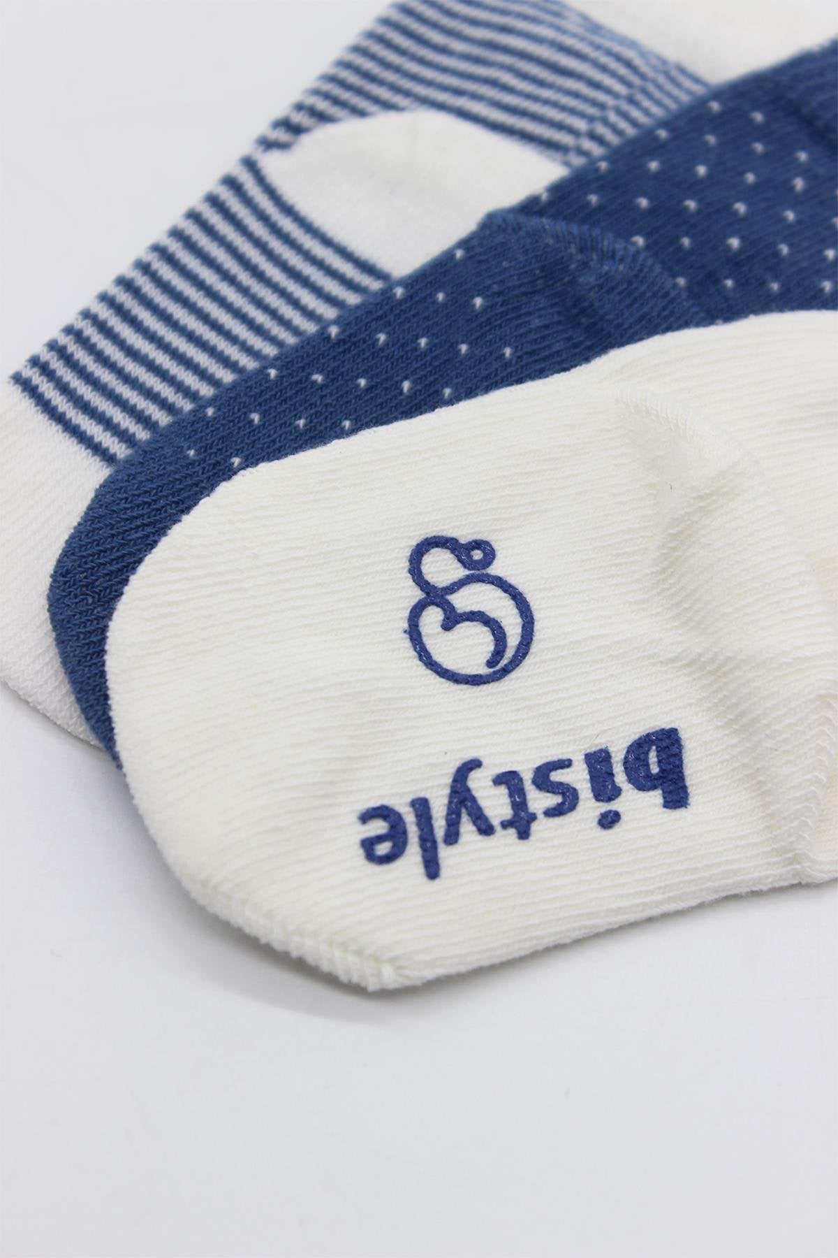 Bistyle 3lü Puanlı Kaymaz Penye Soket Çorap 10108 İndigo