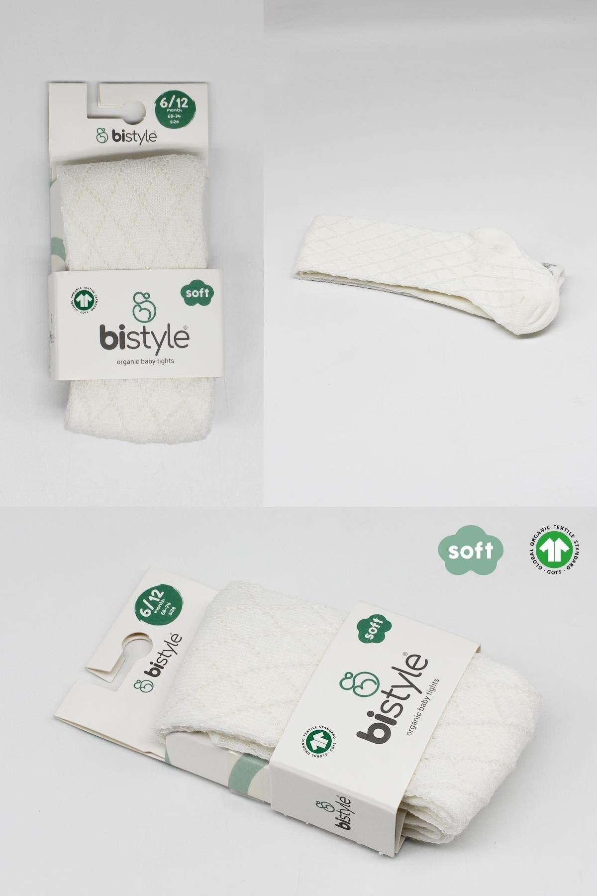 Bistyle Tekli Ekose Kabartma Penye Külotlu Çorap BS50105 Ekru