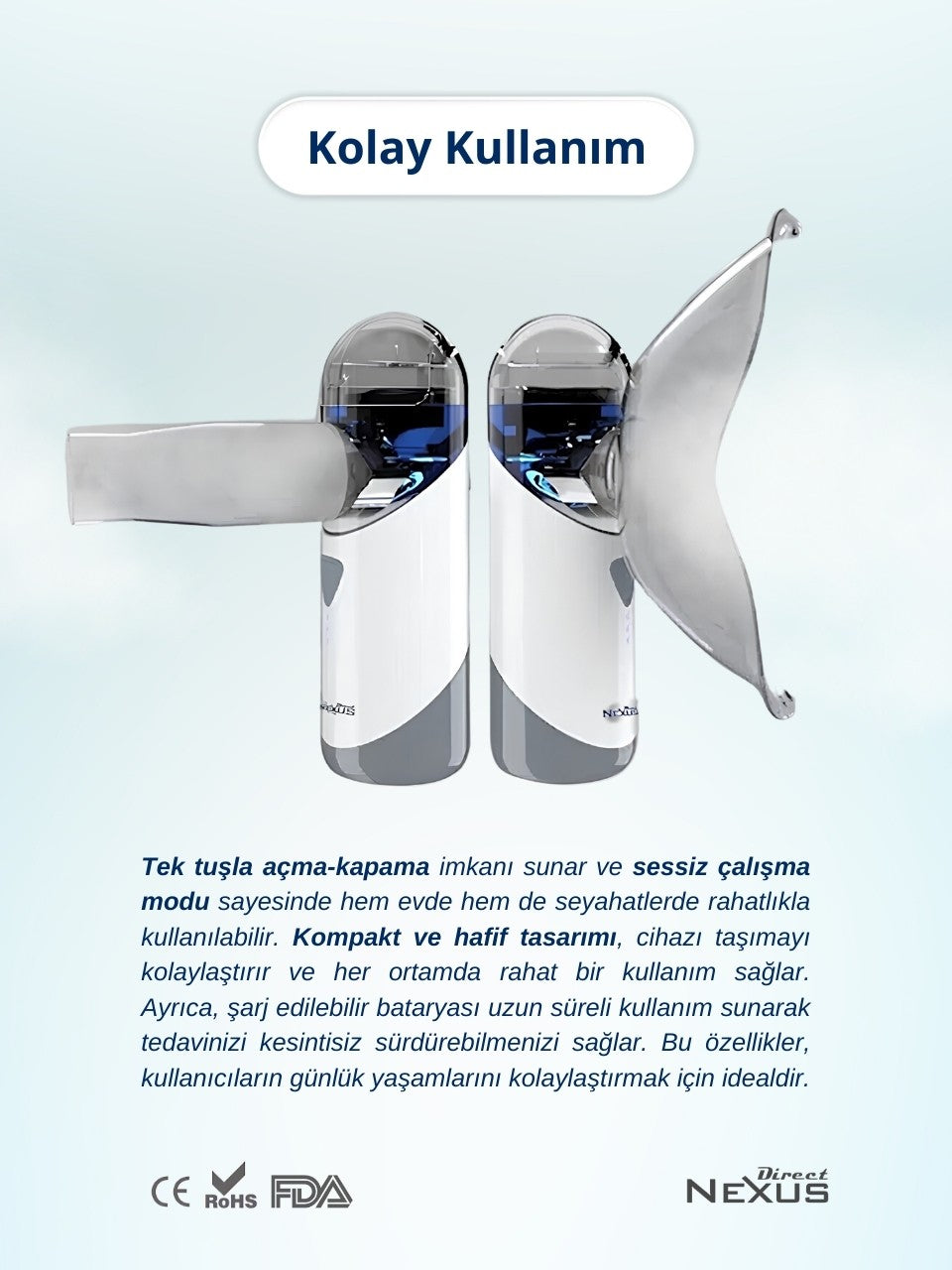 Direct Nexus Taşınabilir Mesh Hava Makinesi Nebulizatör