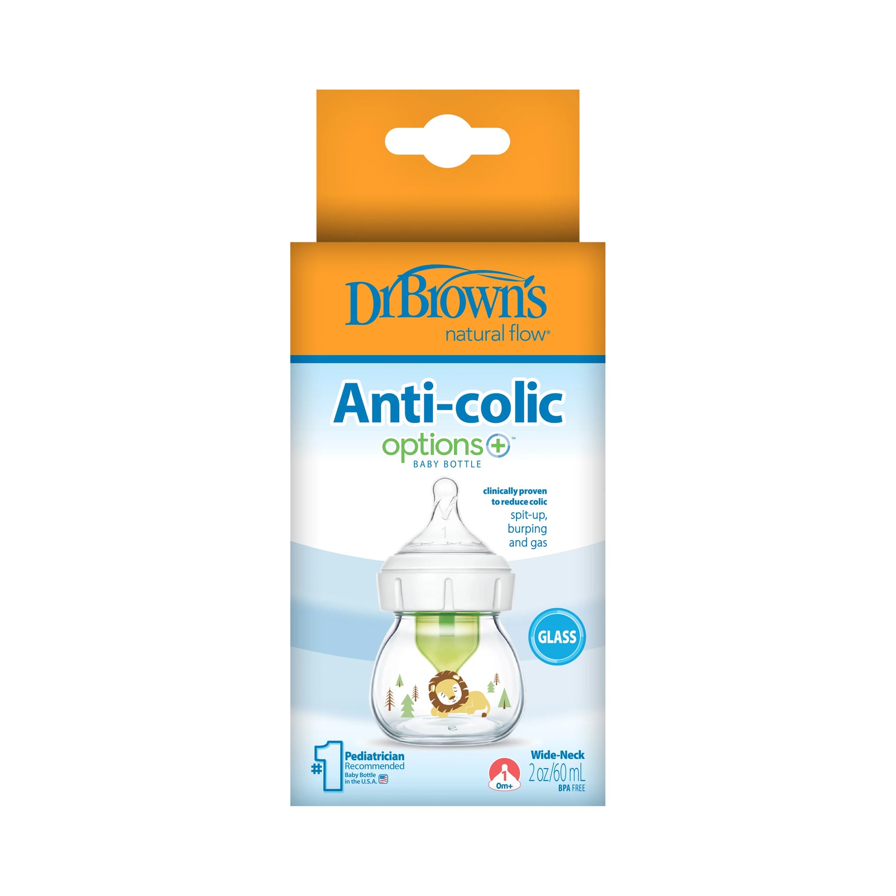 Dr.Brown's Geniş Ağız Anti Kolik Options+ Cam Biberon 60 ml